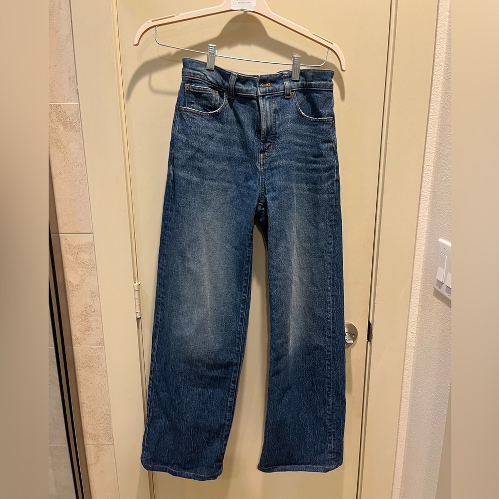 Madewell Blue hemmed Wide Leg Jeans